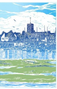 linocut illustration for Shoreham River Fest 2013